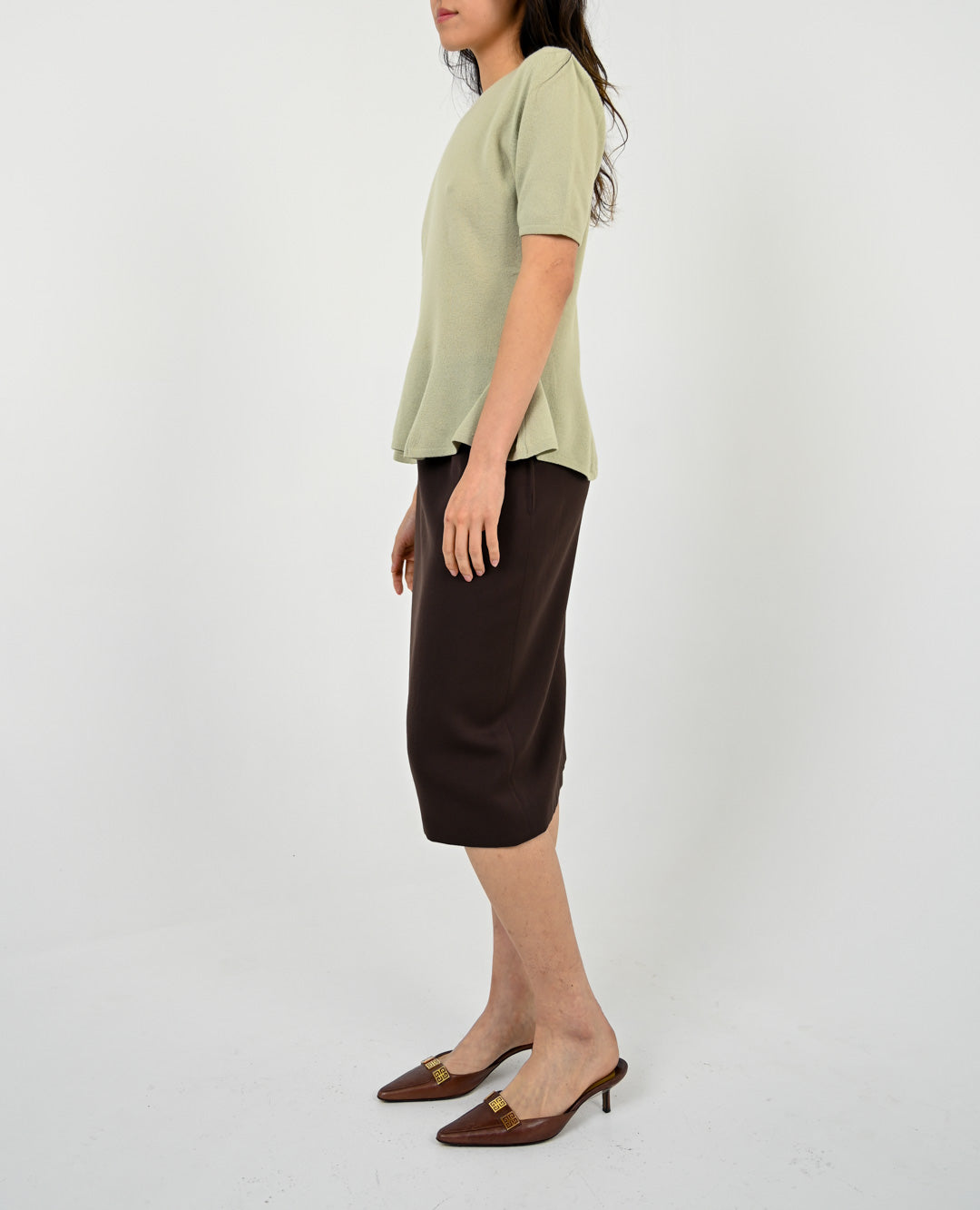 Yves Saint Laurent Hickory Wool Skirt
