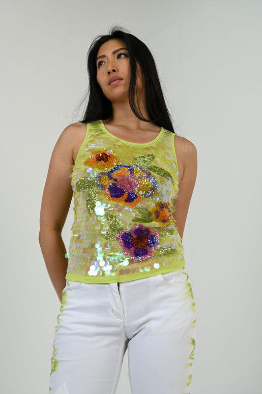 Sequin Fleur Sleeveless Top