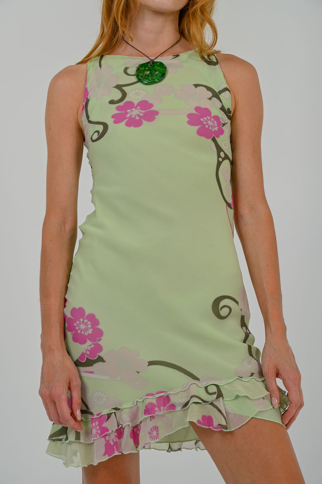 Mint Blossom Ruffle Dress