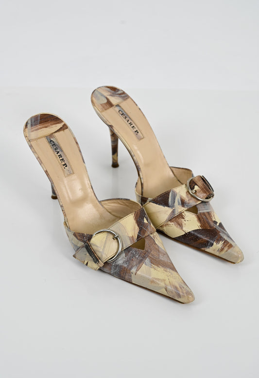 Cesare Paciotti Leather Buckle Mules (40)
