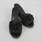 Chanel Navy Linen Rosette Wedge (37.5)