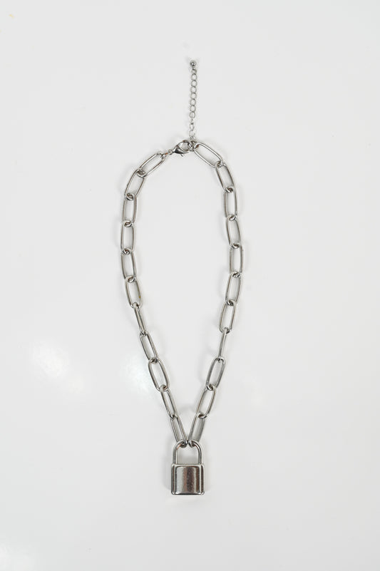 Silver Lock Chain Necklace