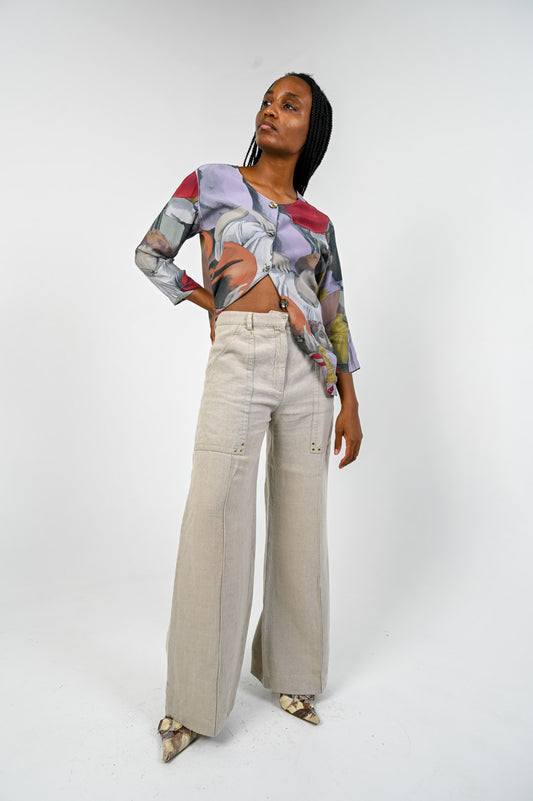Celine Linen Wide Leg Trousers
