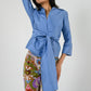 Periwinkle Silk Belted Shirt