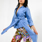 Periwinkle Silk Belted Shirt