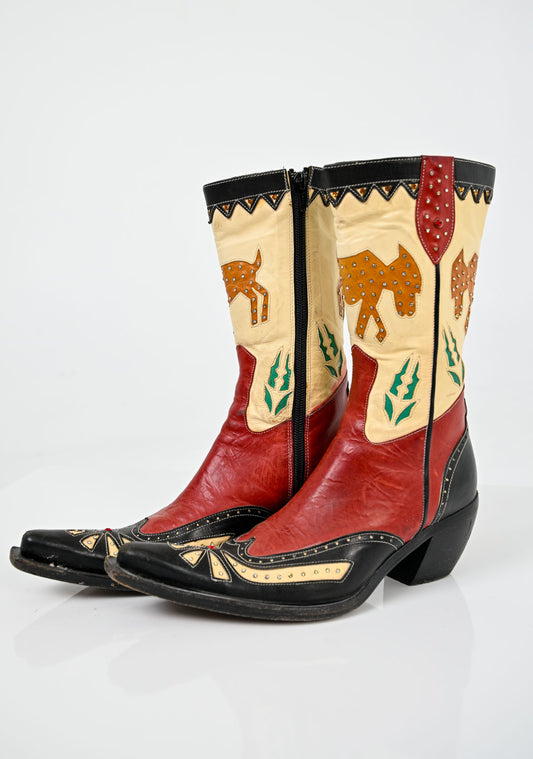 Leather Chupacabra Bedazzled Boots (36)