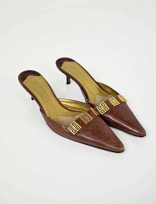 Givenchy Espresso Leather Mules (37.5)