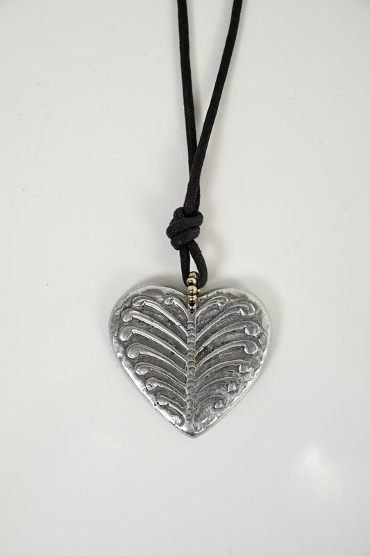Heart Bone Silver Necklace