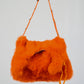 Tangerine Rabbit Fur Purse