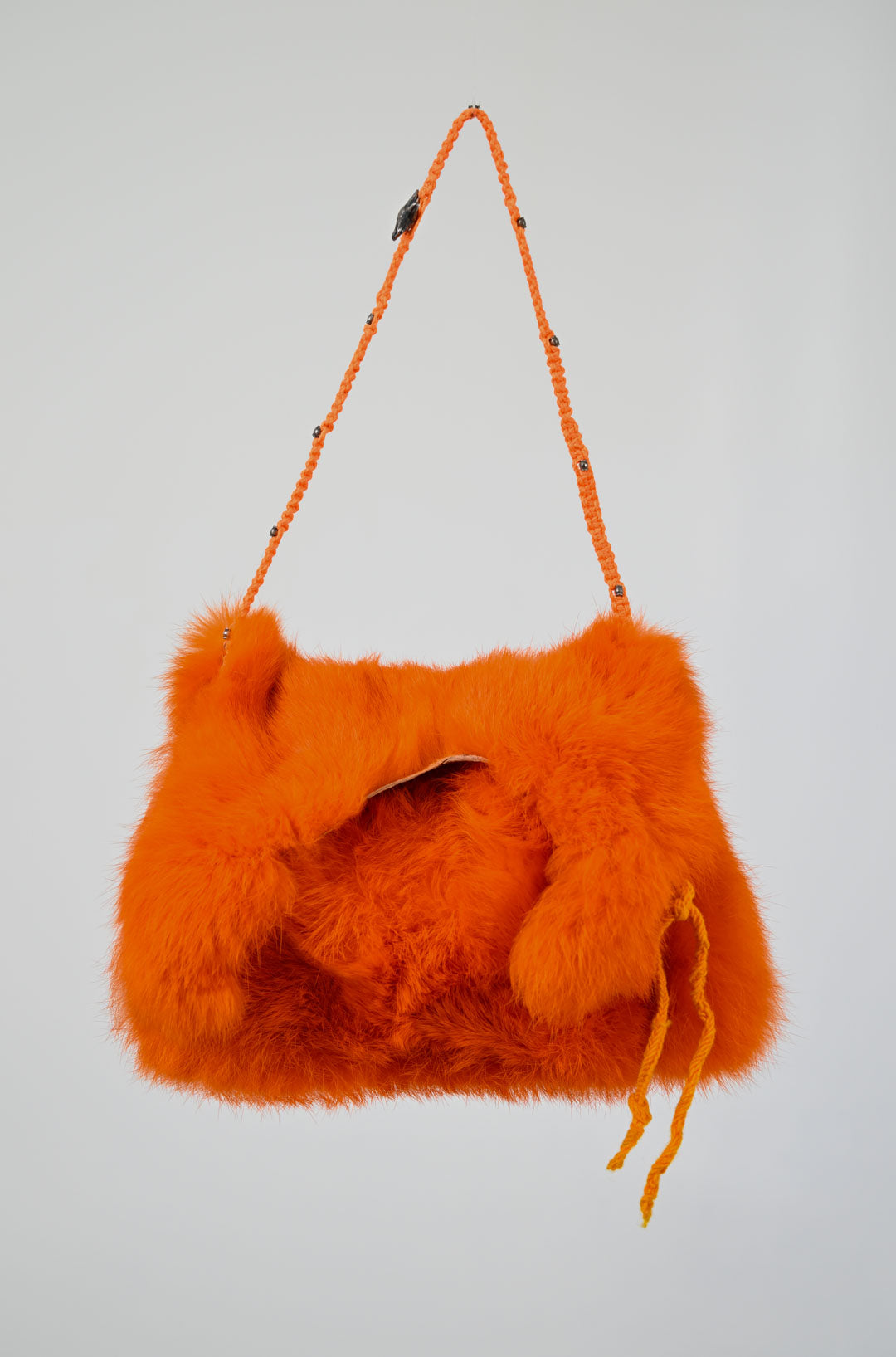 Tangerine Rabbit Fur Purse