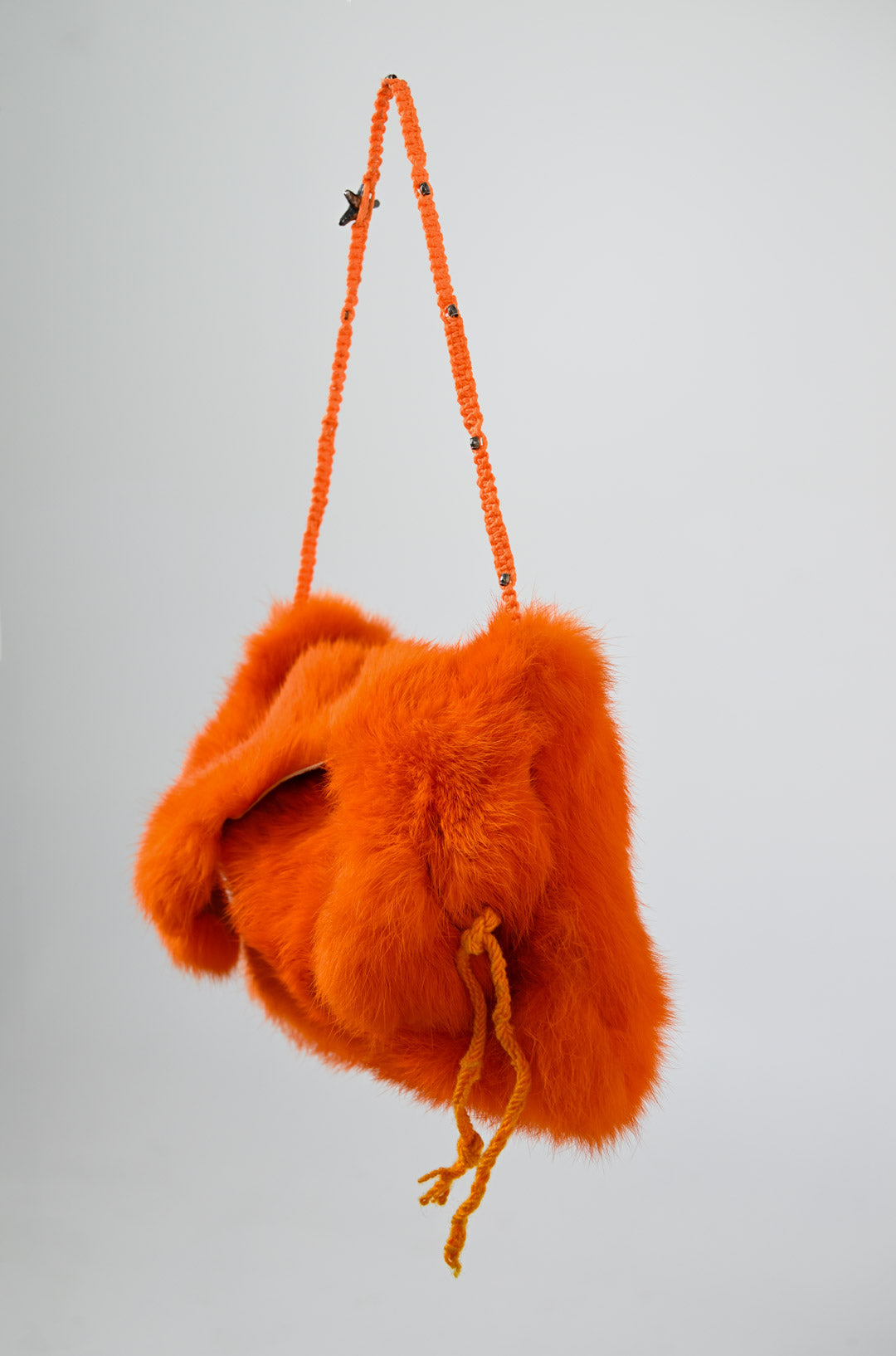 Tangerine Rabbit Fur Purse – Magda Violet