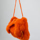 Tangerine Rabbit Fur Purse