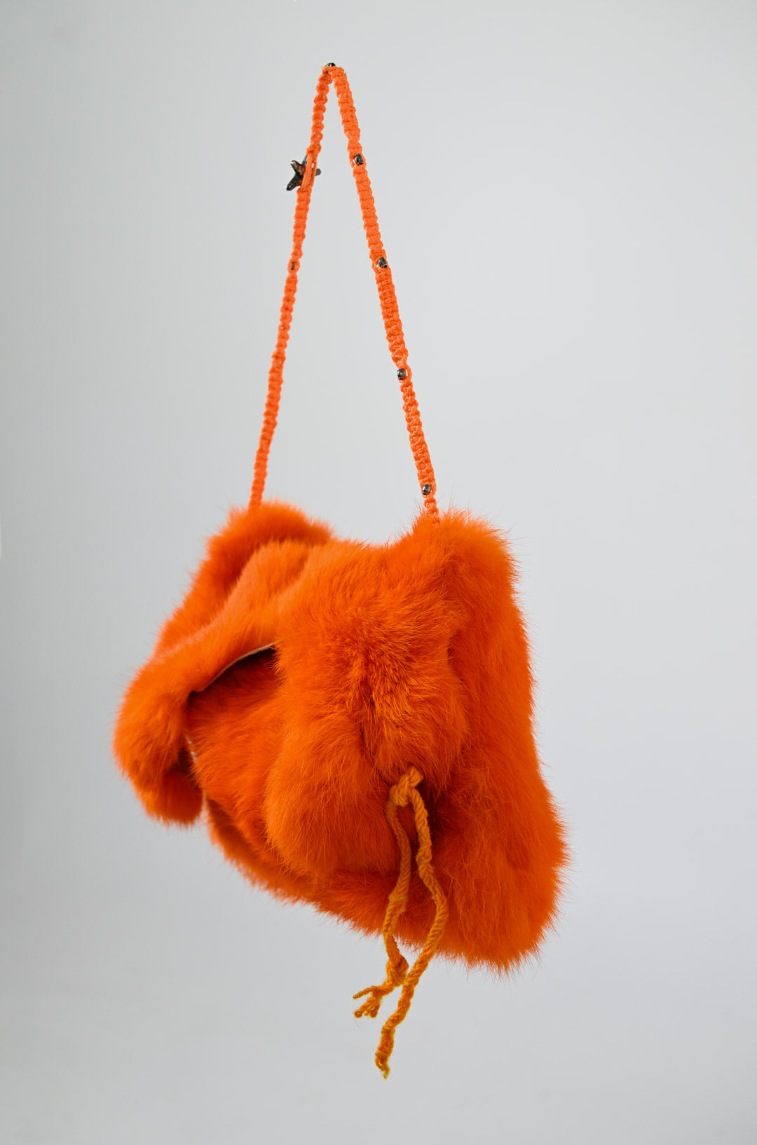 Tangerine Rabbit Fur Purse