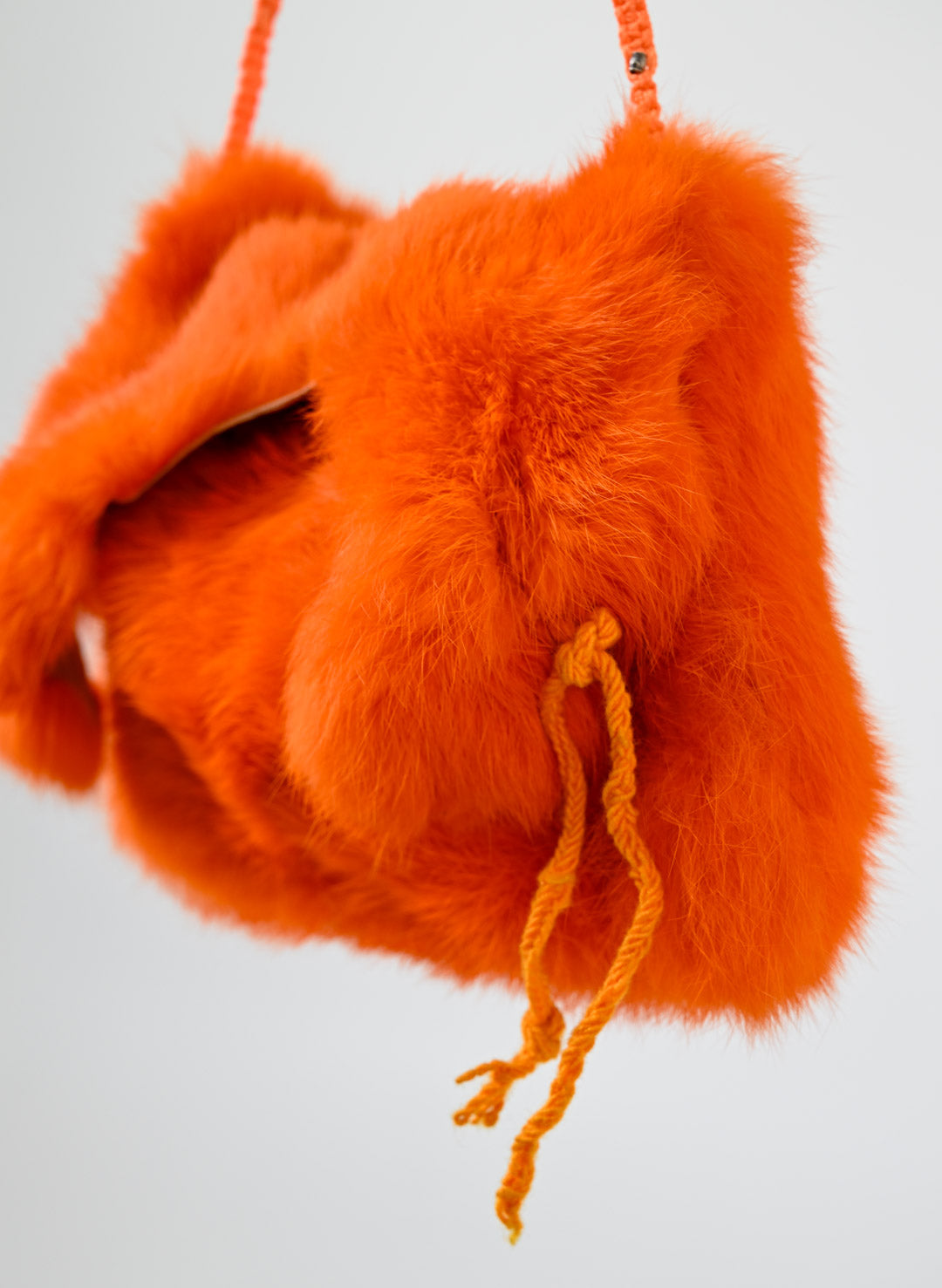 Tangerine Rabbit Fur Purse