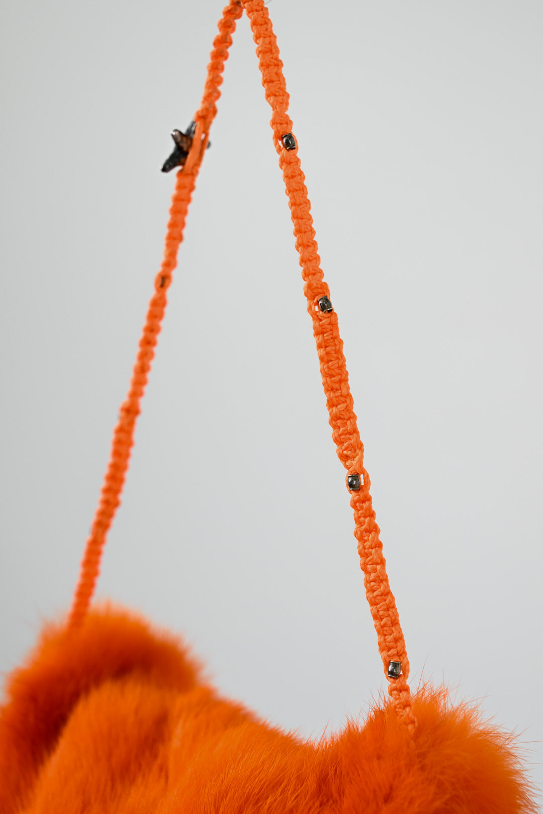 Tangerine Rabbit Fur Purse