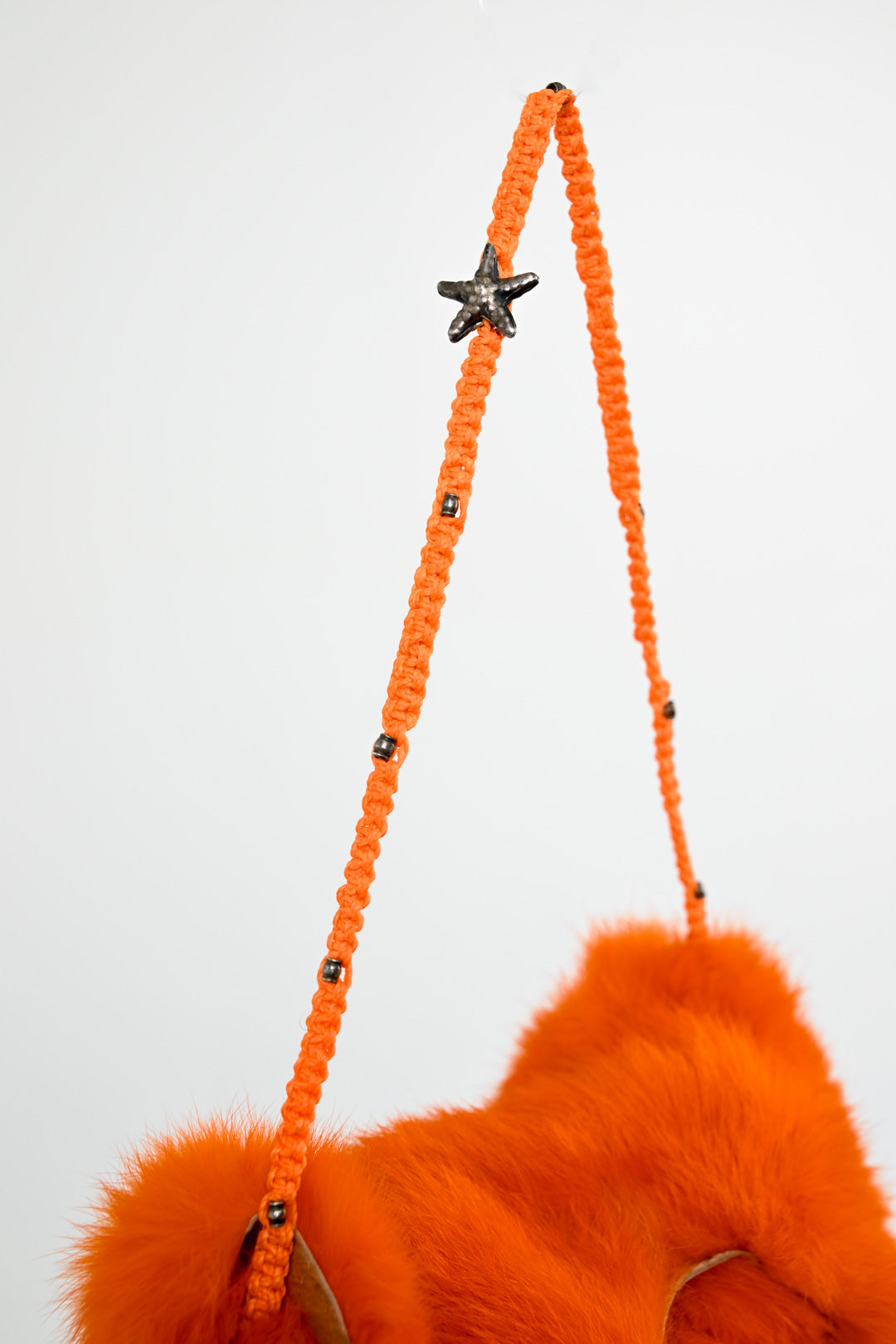 Tangerine Rabbit Fur Purse