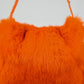 Tangerine Rabbit Fur Purse