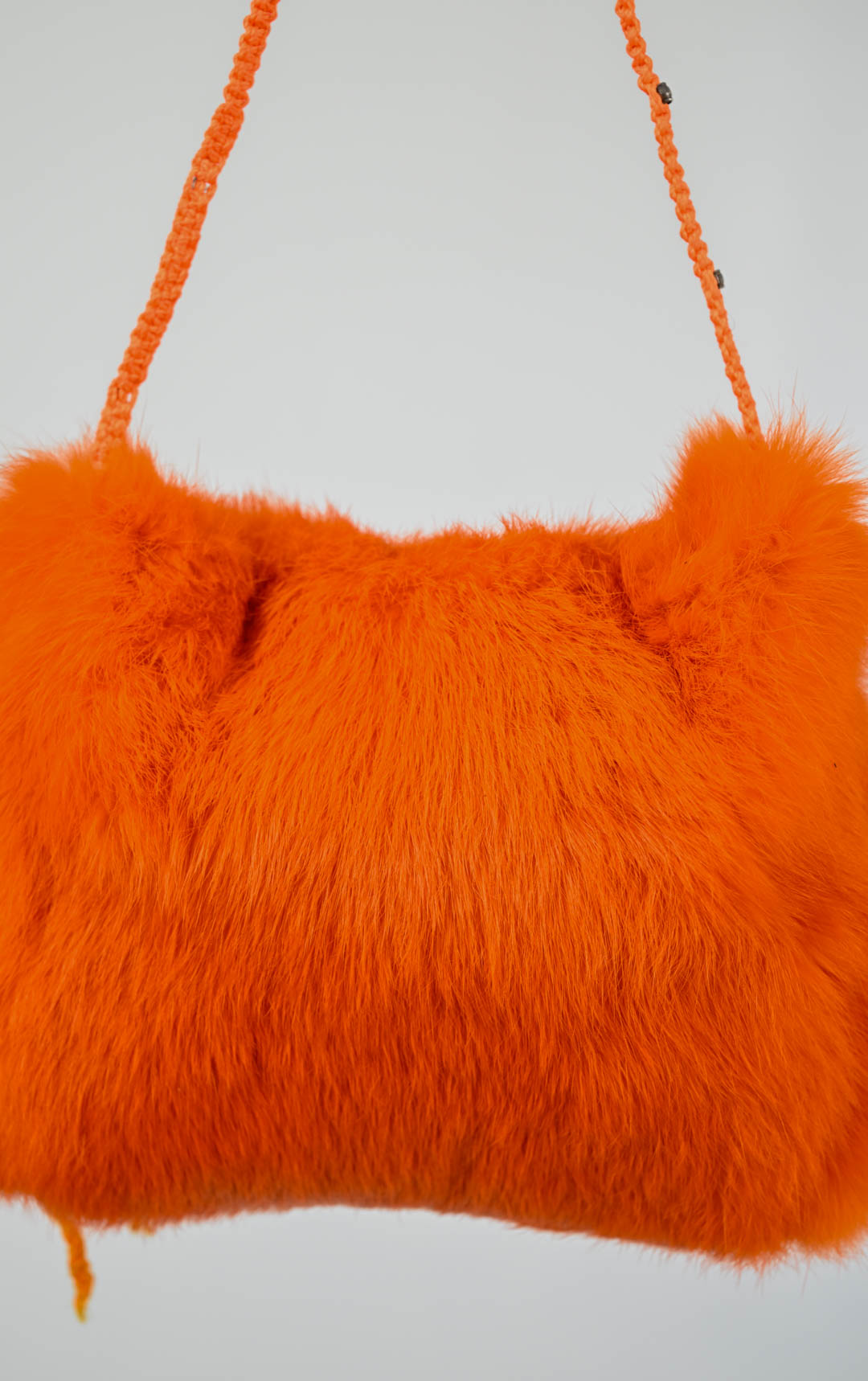 Tangerine Rabbit Fur Purse