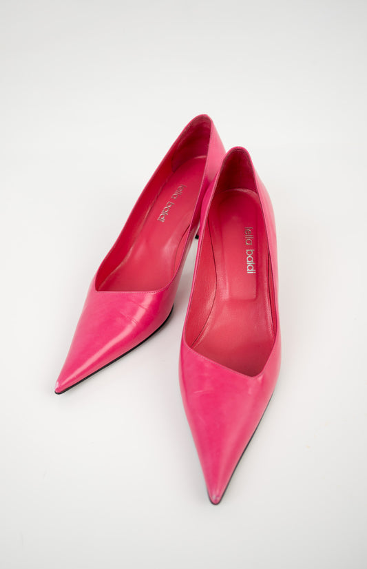 Flamingo Slant Leather Pumps (39)