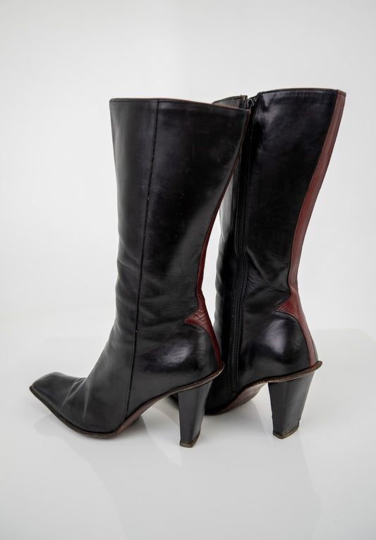 Square Toe Leather Boots (38)