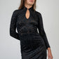 Black Velvet Mandarin Collar Dress