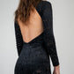 Black Velvet Mandarin Collar Dress