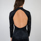 Black Velvet Mandarin Collar Dress