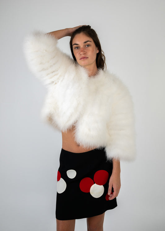 Marabou Feather Cropped Jacket