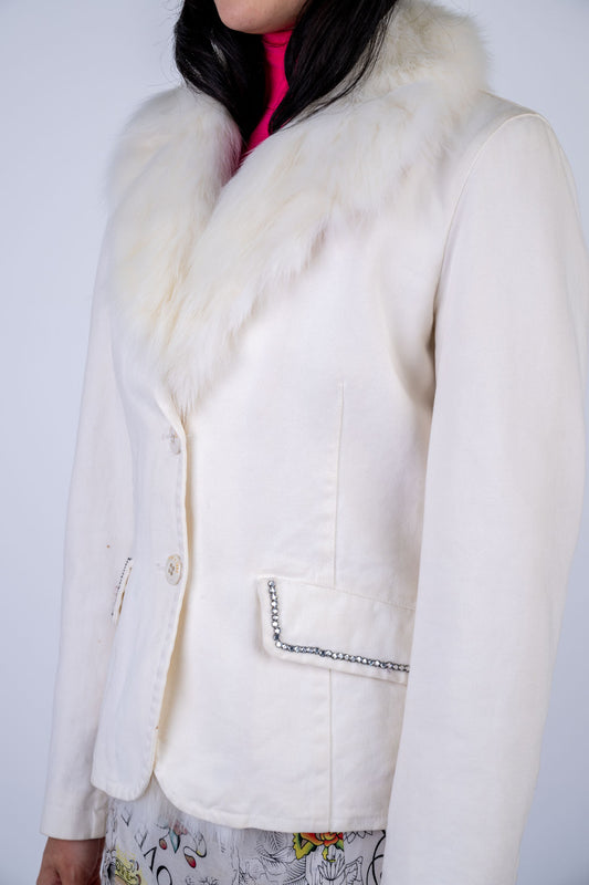 Thes & Thes Fox Trim Bedazzled Blazer