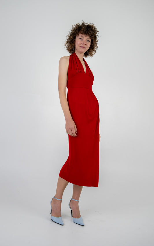 Norma Kamali Scarlet Halter Dress