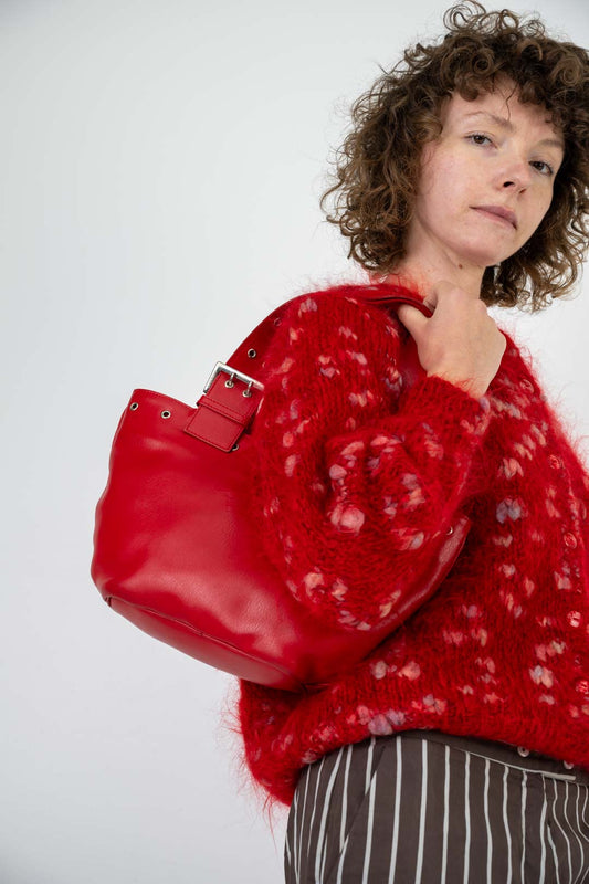Ruby Leather Bucket Bag