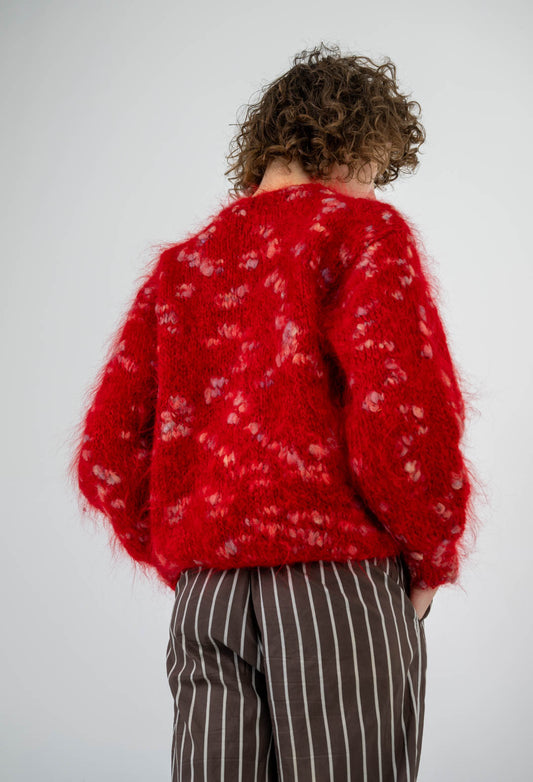 Cerise Shag Cardigan