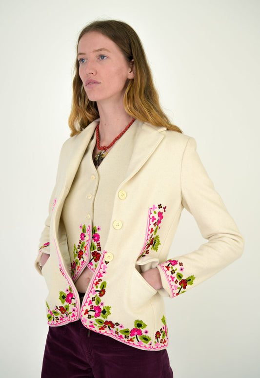 2-Piece Embroidered Wool Vest