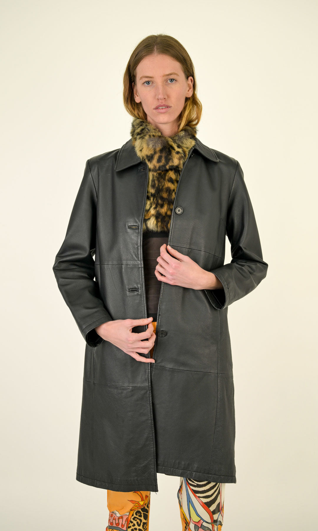Sable Leather Panel Coat