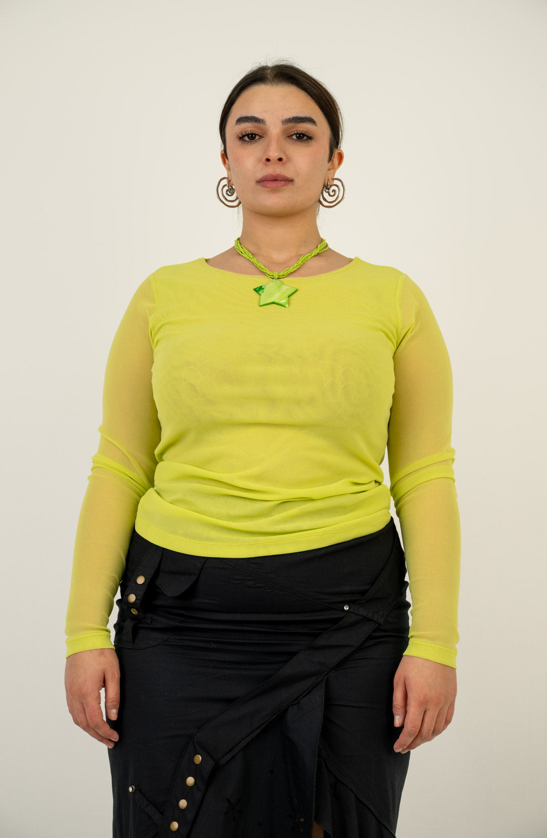 Chartreuse Mesh Top