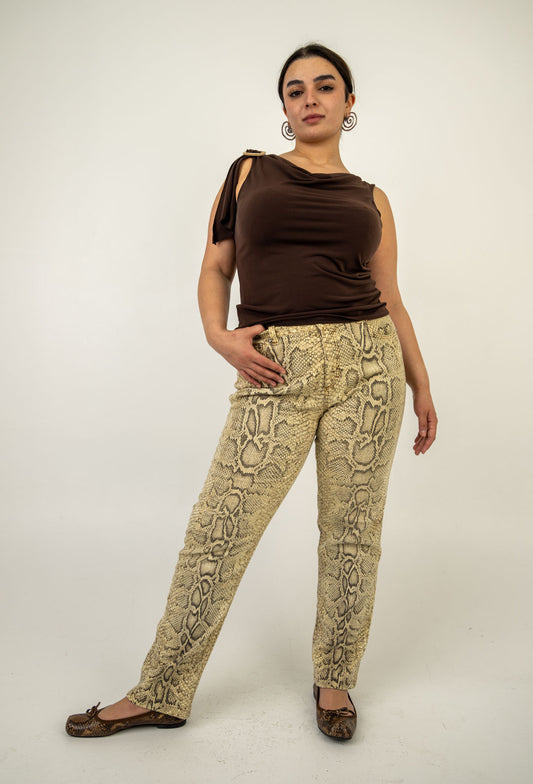 Roberto Cavalli Snake Print Pants