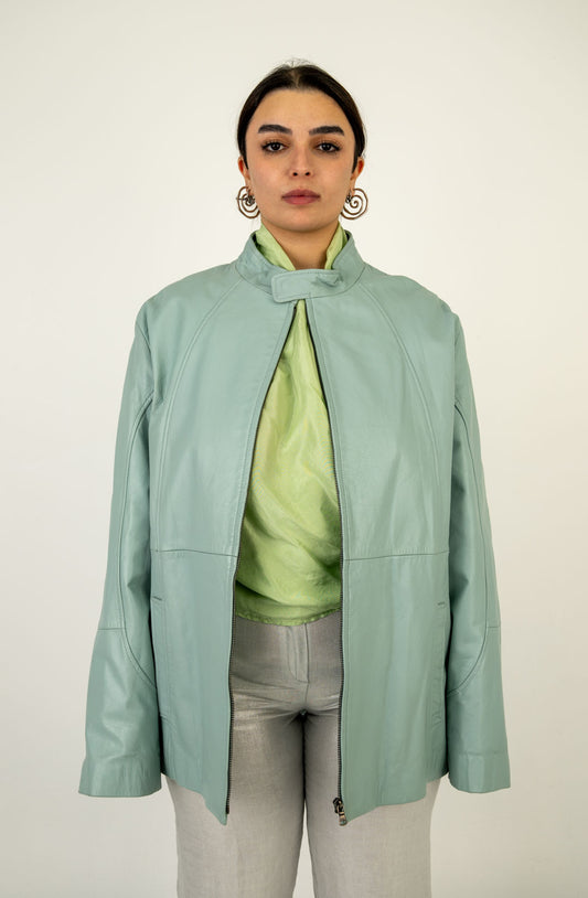 Baby Blue Leather Jacket