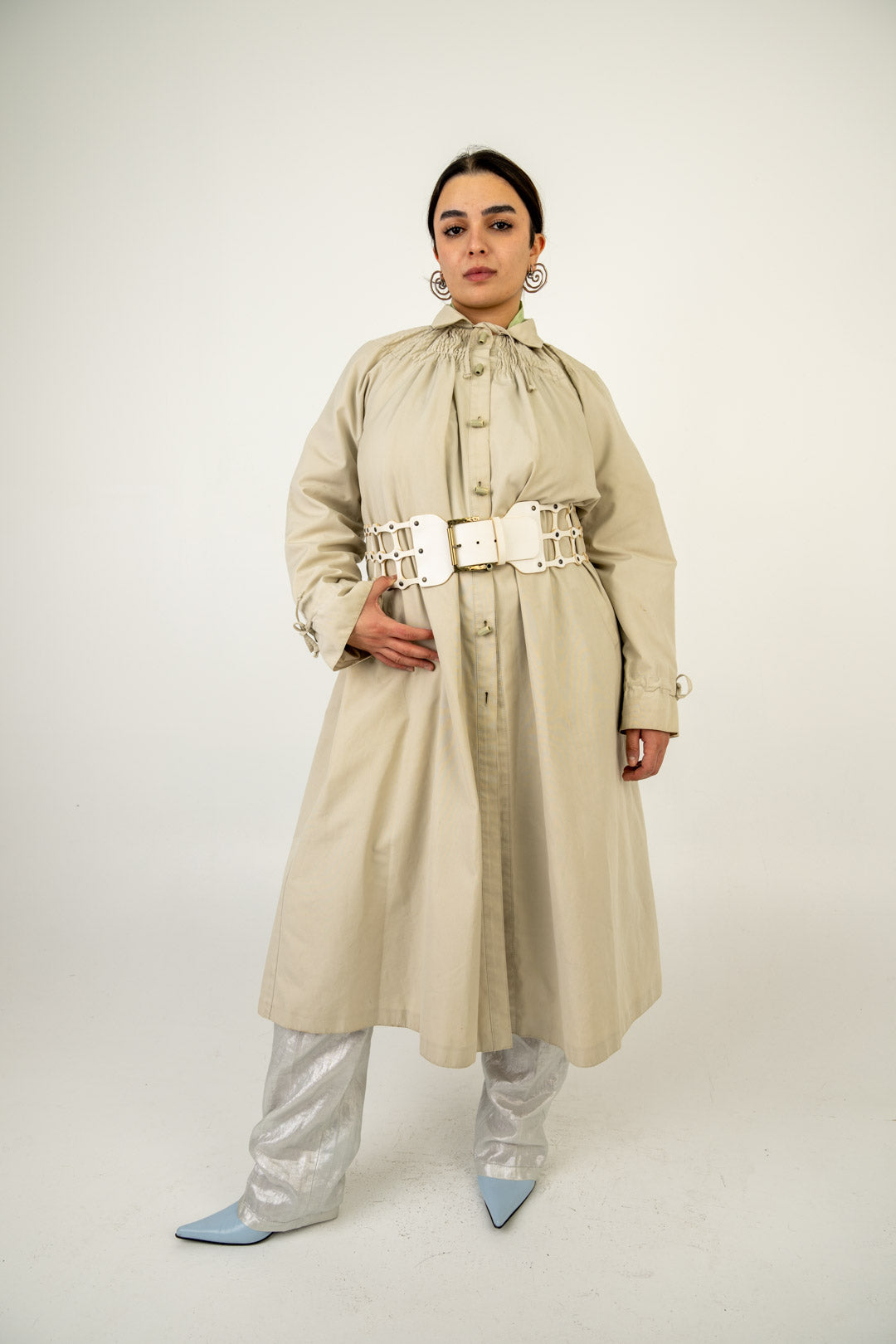 Ruched Trench Coat