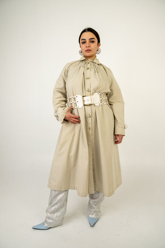 Ruched Trench Coat