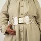 Ivory Caged Leather Belt