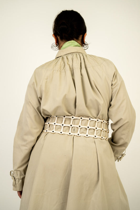 Ivory Caged Leather Belt
