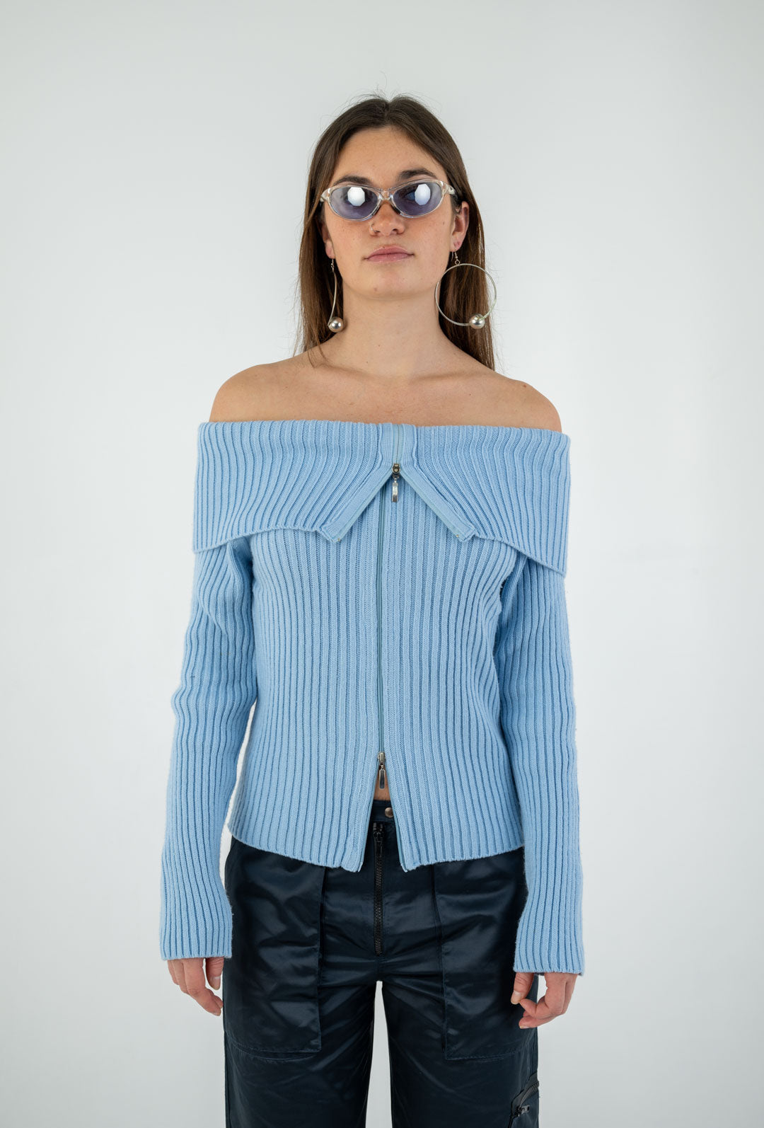 Sky Blue Shoulder Knit