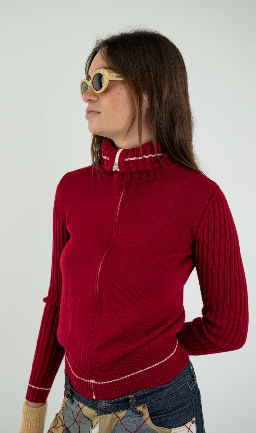 Moschino Claret Zip Knit