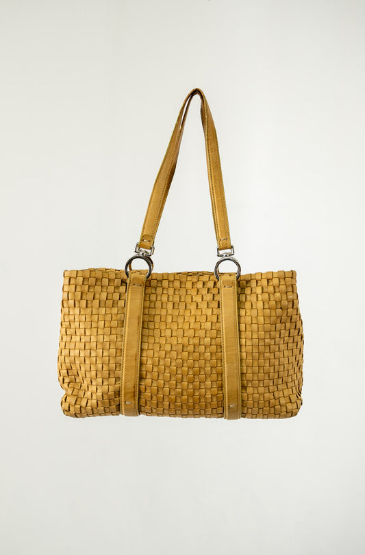Ochre Woven Leather Purse