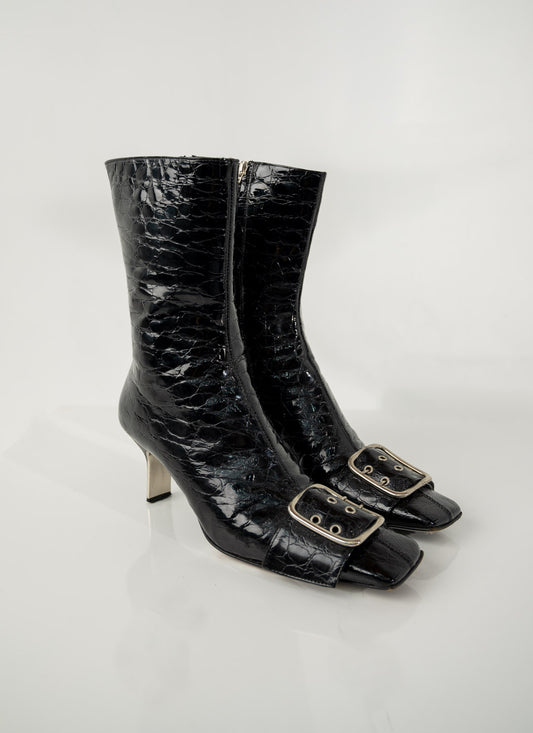 Gianmarco Lorenzi Leather Buckle Boots (38)