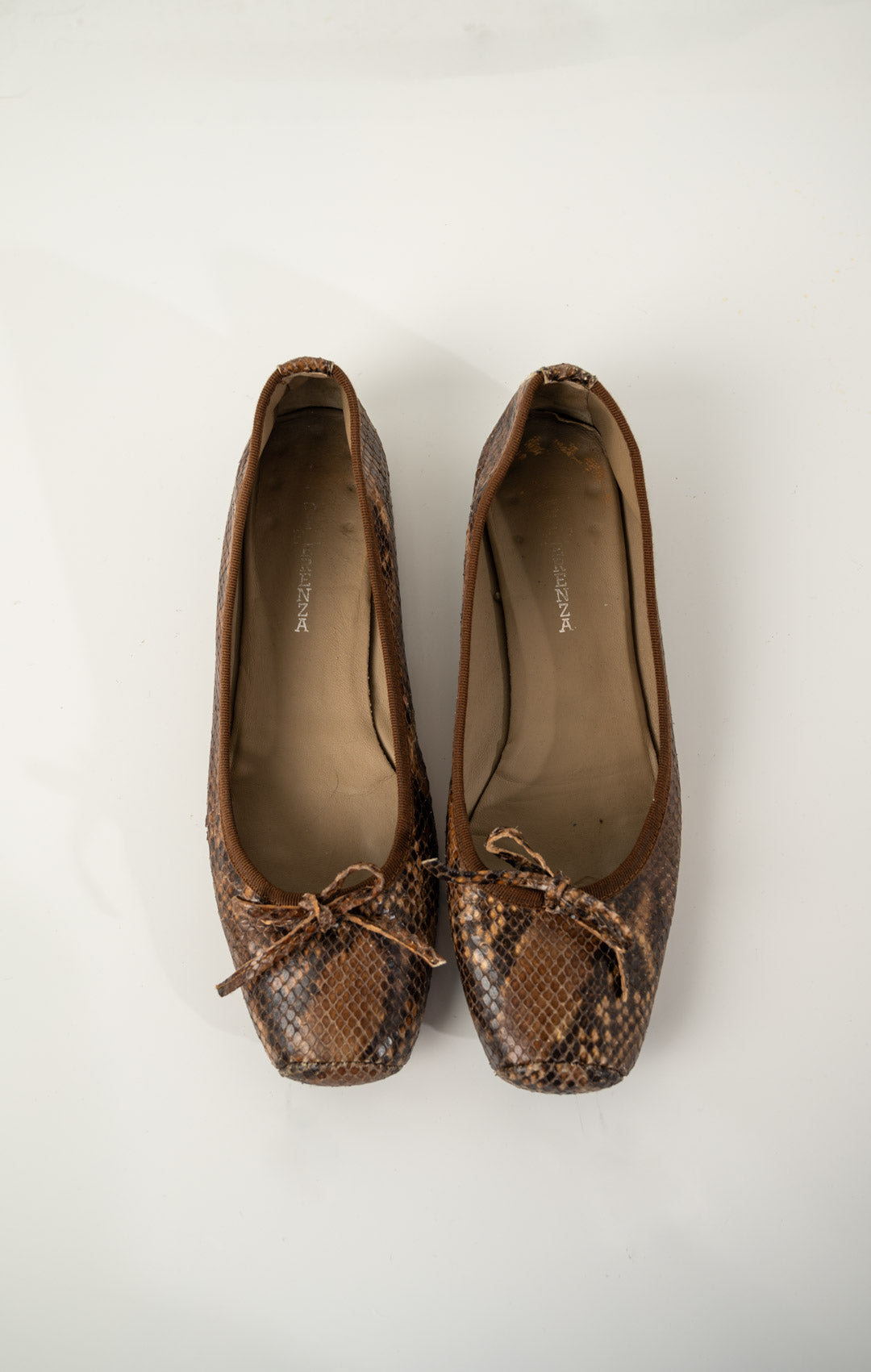 Coffee Snakeskin Ballet Flats (40)