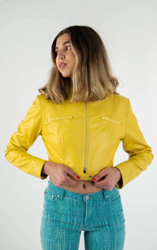 Canary Leather Cropped Jacket
