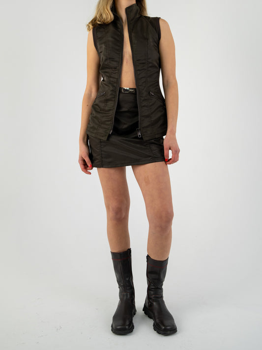 Umber Zip Skirt Set