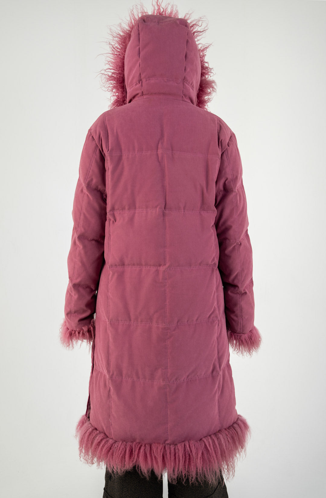 Rose Mongolian Lamb Trim Coat