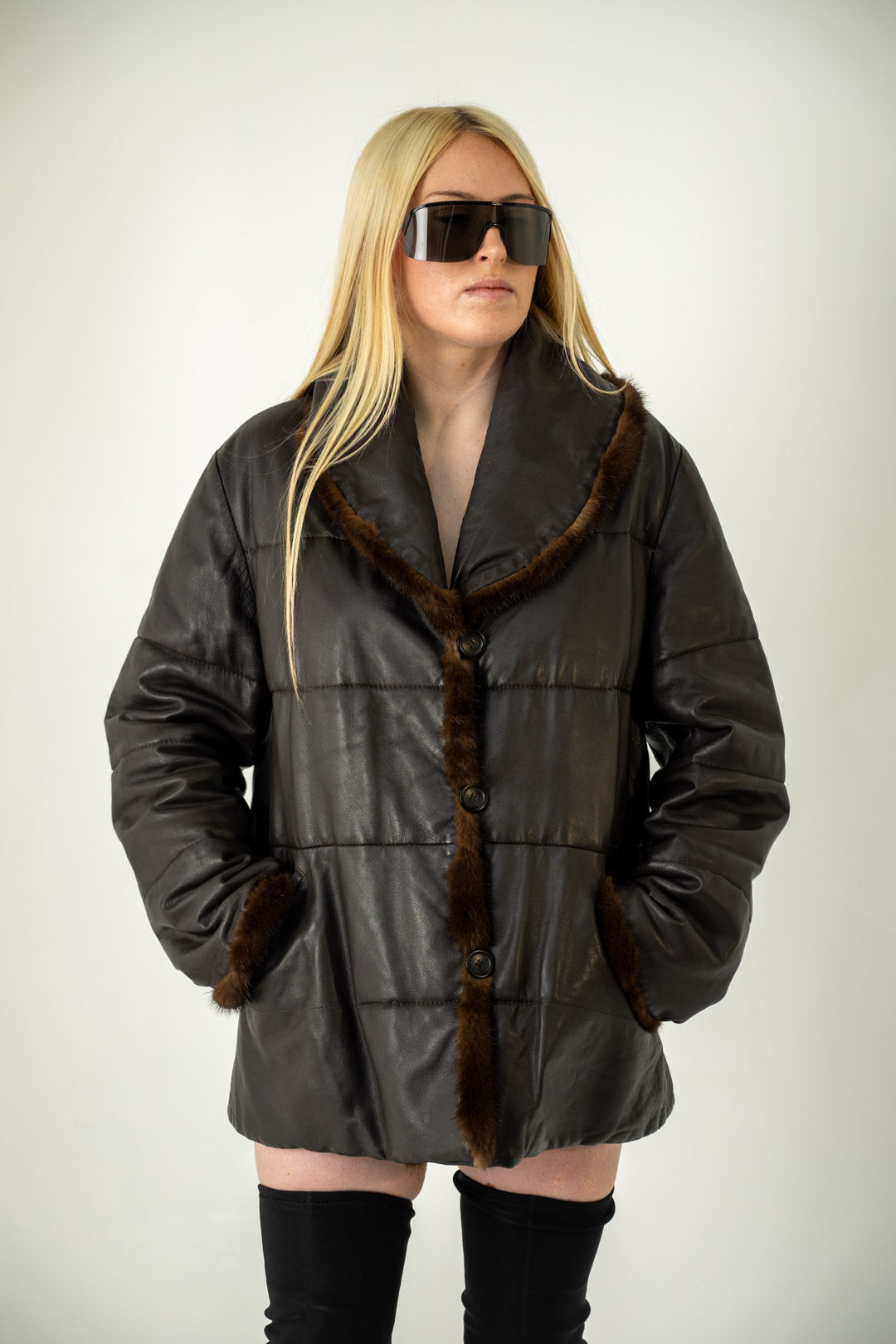 Nocciola Mink Leather Jacket